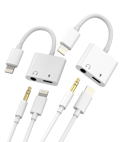Lightning auf 3.5mm Kopfhörer Klinke Adapter(2 Stück) für Apple MFI Certified 2in1 Laden Cable Jack Splitter Auto AUX Audio Kabel Klinkenstecker Konverter für iPad iPhone Headphone Ladegerät 3.5 von zoyuzan