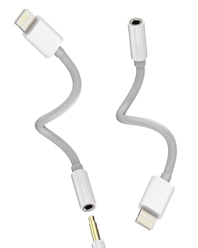 Lightning auf 3.5mm Kopfhörer Klinke Adapter(2Stück) für Apple MFI Certified Auto AUX Audio Kabel Splitter Headphone Jack Anschluss Konverter für iPad Kabelkopfhörer Klinkenstecker Ffür iPhone 14 13 von zoyuzan