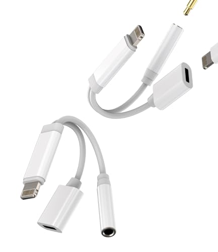 Lightning auf AUX Audio Klinke Adapter(2 Stück)für iPhone 3.5mm Kopfhörer Jack Splitter Und Laden Klinkenstecke 2in1 für Apple Auto Headphone Kabel Konverter aufladen Cable für iPad Kopfhöreranschluss von zoyuzan