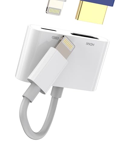 Lightning auf Hdmi Adapter(2in1)für iPhone 14 Pro Max Ladekabel Klinke für Apple MFI Certified 1080p Multiport Display Bildschirm Digital TV Audio Video für Beamer Ladegerät Netzteil Zubehör Konverter von zoyuzan