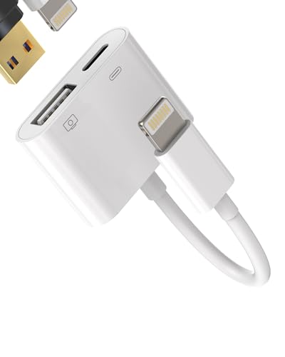 USB Adapter Und Laden für iPhone 14(2 in 1)Lightning Klinke Kabel Charging OTG 3.0 Stick für Apple MFI Certified Digital Kamera Card Tastatur Anschluss Buchse USB Kartenleser Splitter für iPad Connect von zoyuzan