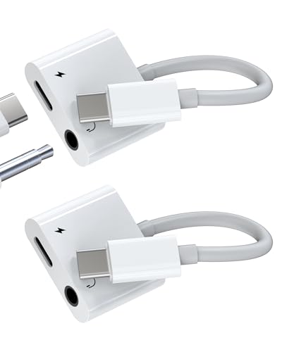 USB C 3.5mm Kopfhörer Adapter(2 Stück)Type C Ladekabel 2 in 1 Splitter DAC Audio Mikrofon Klinke Auto AUX Headphone Jack Kabel aufladen Power für Apple iPhone15 Pro Max für iPad Kompatibel für Samsung von zoyuzan