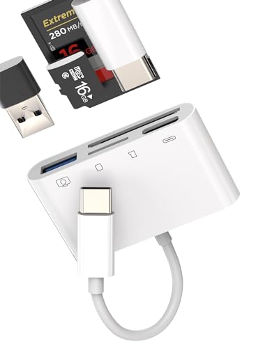 USB C Kartenleser für iPhone (4-in-1) Typ-C Klinke Ladekabel OTG 3.0 Kamera TF Speicher Micro SD Zubehör MacBook USB A Adapter für Samsung Apple 15 Pro Max Plus iPad Pro Air Mini von zoyuzan