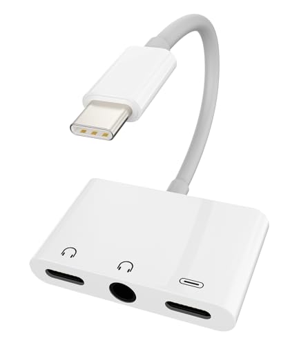 USB C Kopfhörer Klinke Adapter(3 In 1) 3.5mm Headphone Jack Splitter Type C Ladekabel Mikrofon DAC Audio Auto AUX Aufladen Power für iPhone15 Pro Max für iPad Kompatibel für Samsung 3IN1 von zoyuzan