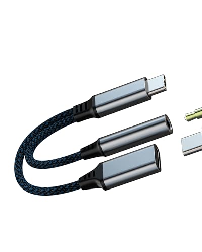 USB-C auf 3,5-mm Klinken Kopfhörer Adapter (2 in 1) Typ-C Ladekabel Auto AUX Kopfhörer Audio Verlängerungskabel Kopfhörer Zubehör Doppelbuchsen für Apple für iPhone 15 Pro Max Plus für Ipad Air Mini von zoyuzan