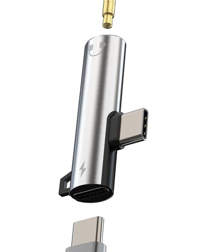 USB C auf AUX Audio Klinke Adapter(2in1)3.5mm Kopfhörer Mikrofon Jack Und Type C Ladekabel Splitter DAC Auto Headphone Kabel aufladen Power Kompatibel für Samsung für Apple iPhone 15 Pro Max für iPad von zoyuzan