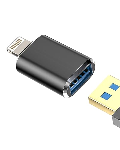 zoyuzan Lightning auf Klinke Adapter mit USB OTG Funktion für iPhone 14, 13, 12, 11, Pro Max, 7, 8, Plus, X, Se, XS, XR, iPad Air (Schwarz, 4.5W, 2 Ports, 1 Stück) von zoyuzan