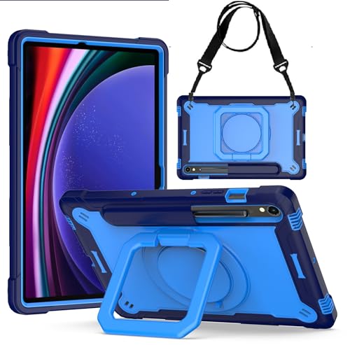 zukof Schutzhülle für Samsung Galaxy Tab S10 FE/S9 FE 5G (11 Zoll), robuste Hybrid-Hülle mit verstellbarem Ständer und Griff, Blau / Hellblau von zukof