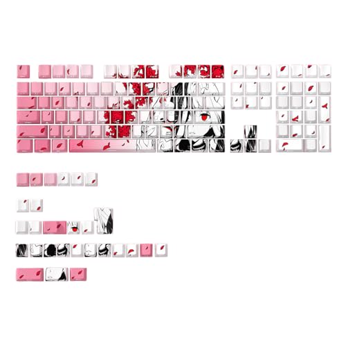 zuousxbs 136PCS Schlüsselkaps Doppelaufnahme Seitdruck Backbeleuchtung Kapsanime Girl Thema Für Die Mechanische Tastatur 108 96 87 84 75 68 64 61 von zuousxbs