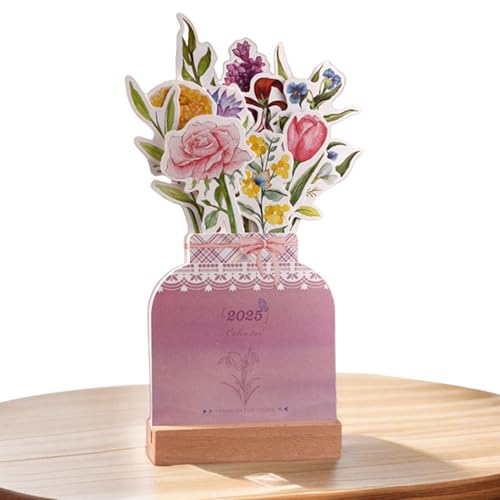 Flowers Desk Calendar, Desktop Calendar Decorative Supplies, 2025 Cute Desktop Calendar with Wooden Base, Daily Note Book Calendar for Home, Classroom, School, and Office Flowers Desk Calendar, Desktop Calendar Decorative Supplies, 2025 Cute Desktop Calendar with Wooden Base, Daily Note Book Calendar for Home, Classroom, School, and Office von zwxqe